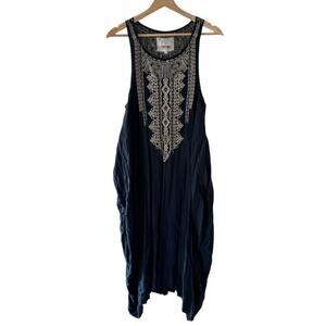 Elegant Navy Blue Embroidered Dress